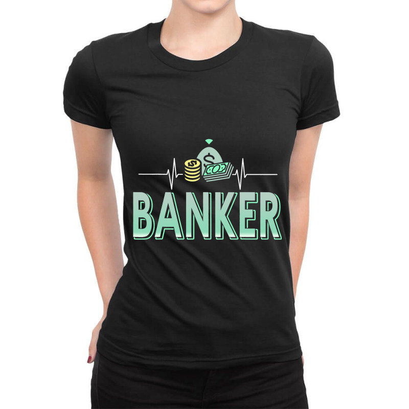 Cool Awesome Retro Heartbeat Of Banker Designs Pre Ladies Fitted T-Shirt by SweetCurl | Artistshot