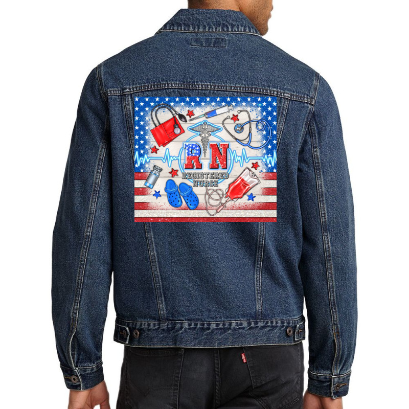 American Memorial Day Rn Registered Nurse Men Denim Jacket | Artistshot