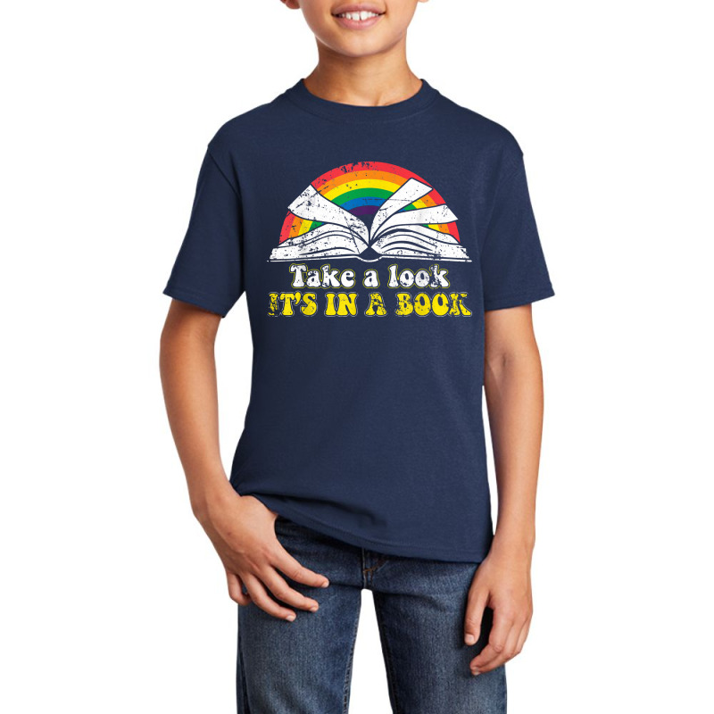 Love Reading Love Rainbows Gift Retro Rainbow Basic Youth T-shirt by jabaludden | Artistshot