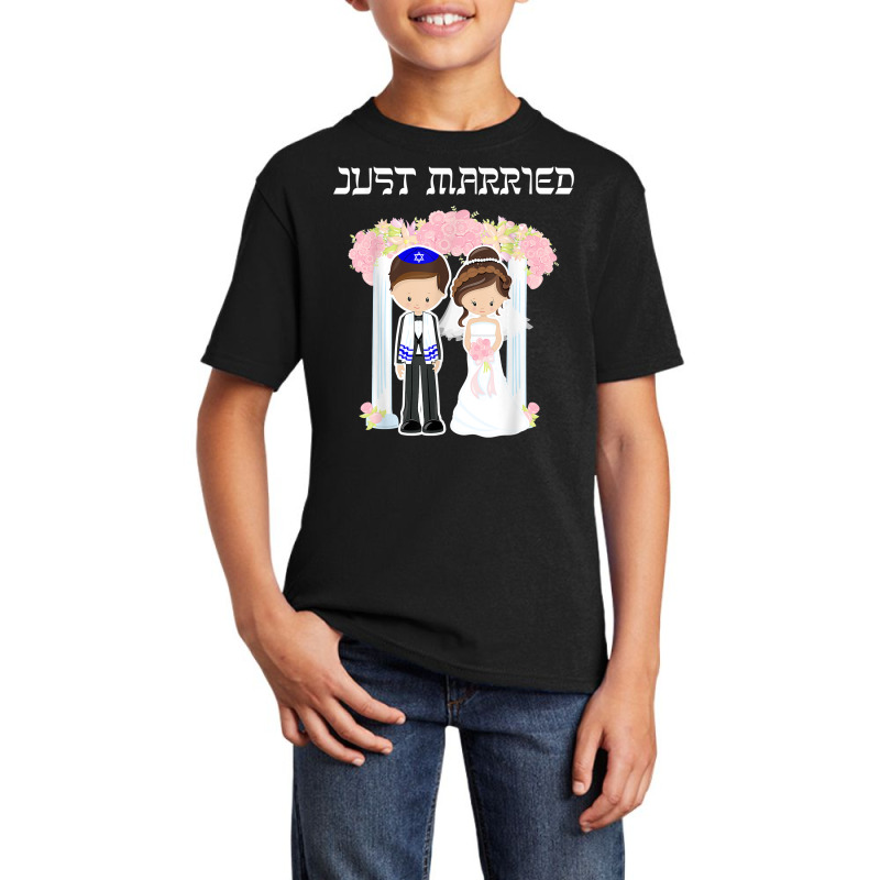 Jewish Wedding Just Married Chuppah Bride Groom T Shirt Basic Youth T-shirt by dequariusgoblirsch | Artistshot