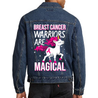 Breast Cancer Warriors Are Magical Unicorn Pink Ri Men Denim Jacket | Artistshot