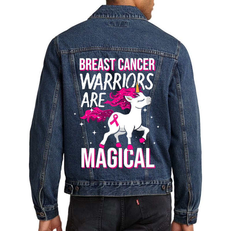 Breast Cancer Warriors Are Magical Unicorn Pink Ri Men Denim Jacket | Artistshot