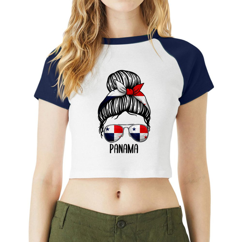 Panama Shirt For Girls And Women, Messy Bun Panamanians Flag T Shirt Raglan Crop Top by rostinoko | Artistshot