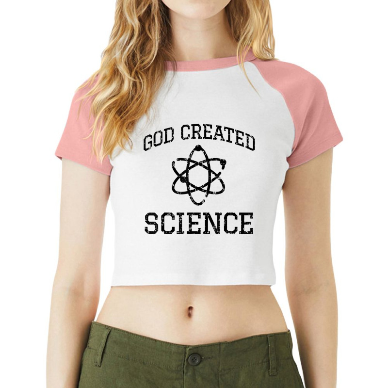 God Created Science Electron Graphic Chemistry Lover Gift Raglan Crop Top by Aria-Proctor | Artistshot