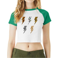 Vintage Thunder Leopard Zebra Animal Print Lightning Bolts T Shirt Raglan Crop Top | Artistshot