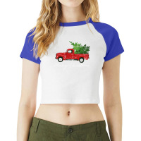 Vintage Wagon Christmas Long Sleeve Shirt   Tree On Truck Raglan Crop Top | Artistshot