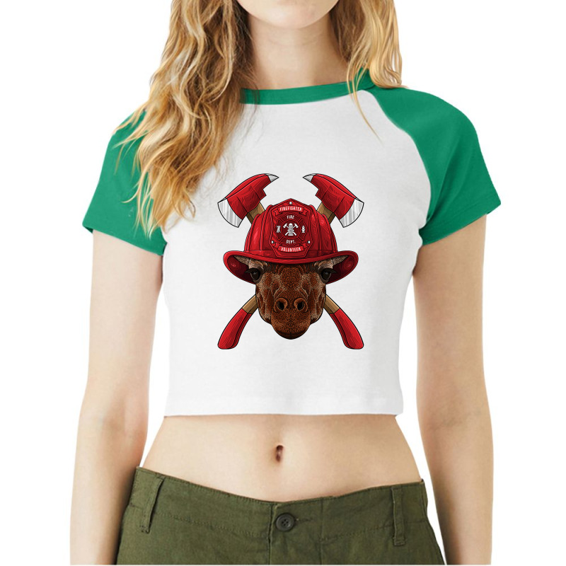 Firefighter Giraffe Fireman Boys Kids Fire Rescue Animal 266 Raglan Crop Top by peafowl | Artistshot