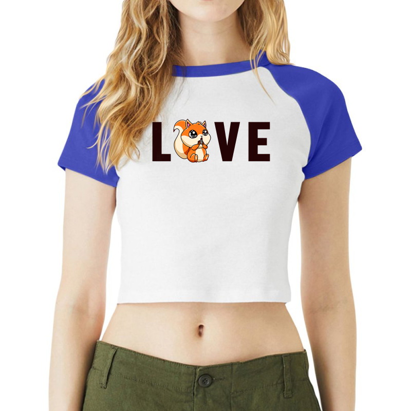 Love Japanese Fox Eastern Gray Squirrel Lover Squirrel Premium Raglan Crop Top | Artistshot