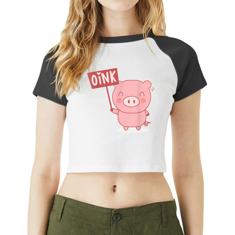 Oink Cute Pig Lover Pig Farming Farmer Piglet Farm Animal Raglan Crop Top by WirtzRichard | Artistshot