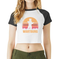 Wartburg Tennessee Vintage Bear Distressed Retro 80s Sunset Premium Raglan Crop Top | Artistshot