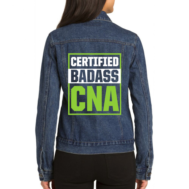 Cna Certified Nursing Assistant 43 9 Ladies Denim Jacket by KarimSatterfield | Artistshot