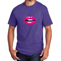 Hot Pink Lips - Pop Art Basic T-shirt | Artistshot