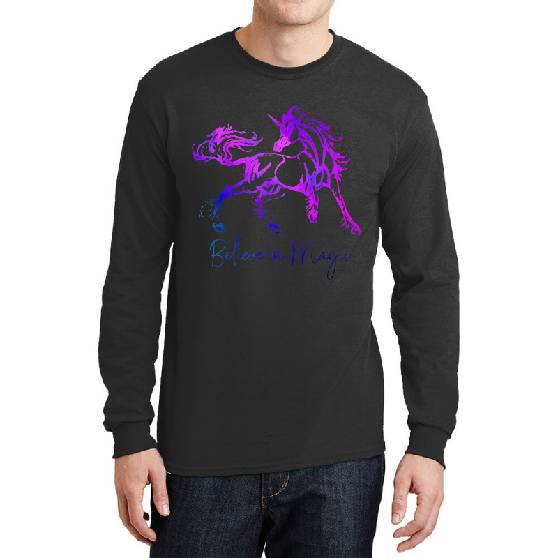 Believe In Magic Unicorn Horse Lover Vintage Fanta Long Sleeve Shirts | Artistshot