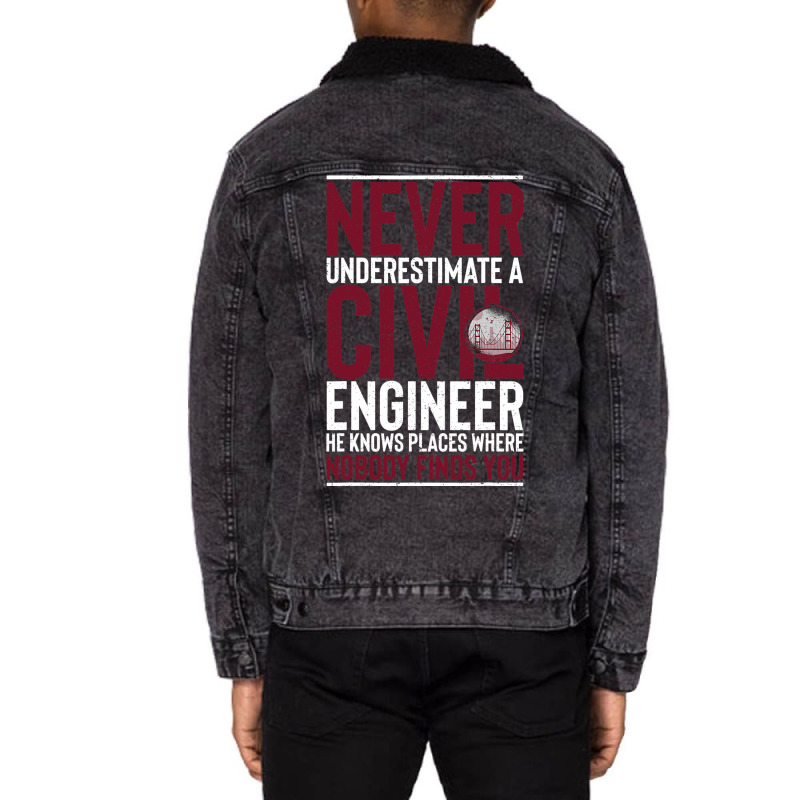 Civil Engineer Bridge Builder Engineering Student Unisex Sherpa-lined Denim Jacket | Artistshot