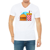 Burger And Soda Cartoon V-neck Tee | Artistshot