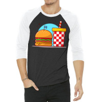 Burger And Soda Cartoon 3/4 Sleeve Shirt | Artistshot