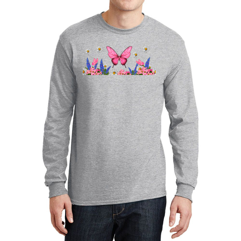 Butterflies And Flowers Long Sleeve Shirts | Artistshot