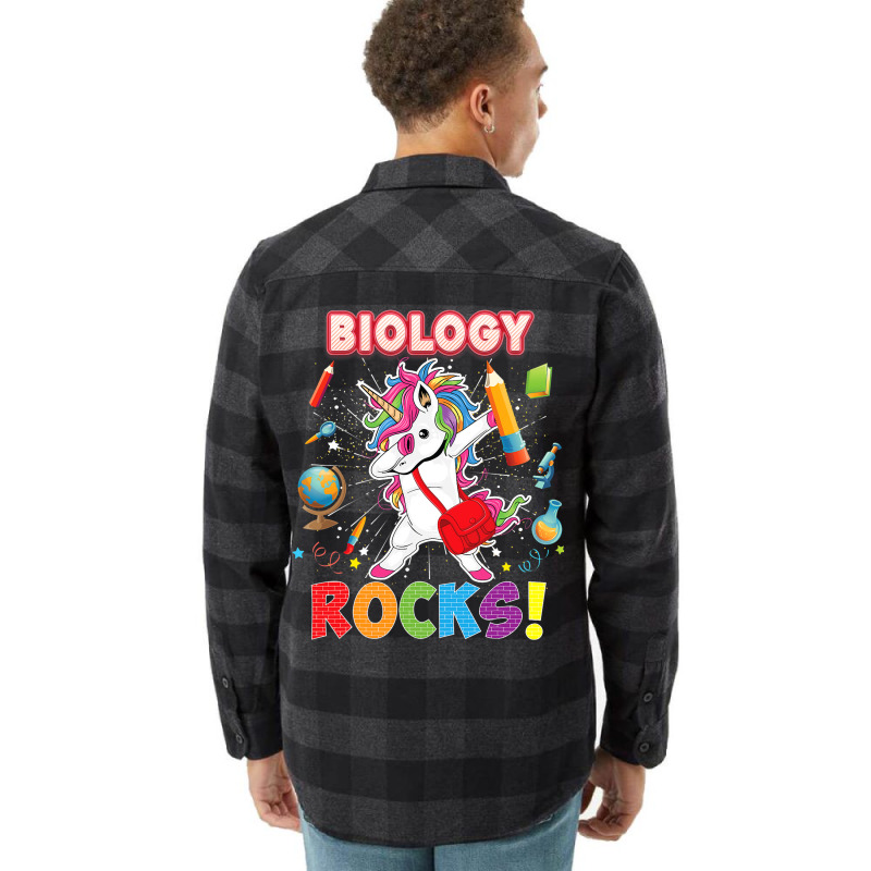 Biology Rocks Back To School Dabbing Unicorn First Flannel Shirt | Artistshot