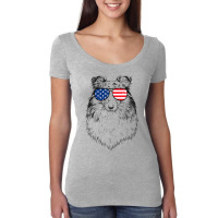 4th Of July Shetland Sheepdog Dog Patriotic Usa Su Women's Triblend Scoop T-shirt | Artistshot