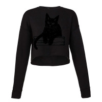 Black Cat Leaning Over A Fence Cropped Sweater | Artistshot