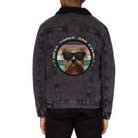 Best Yorkie Dad Ever Vintage Yorkshire Terrier Dog Unisex Sherpa-lined Denim Jacket | Artistshot