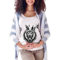 Angry Lion King Ferocious Lion With Crown Maternity Scoop Neck T-shirt | Artistshot