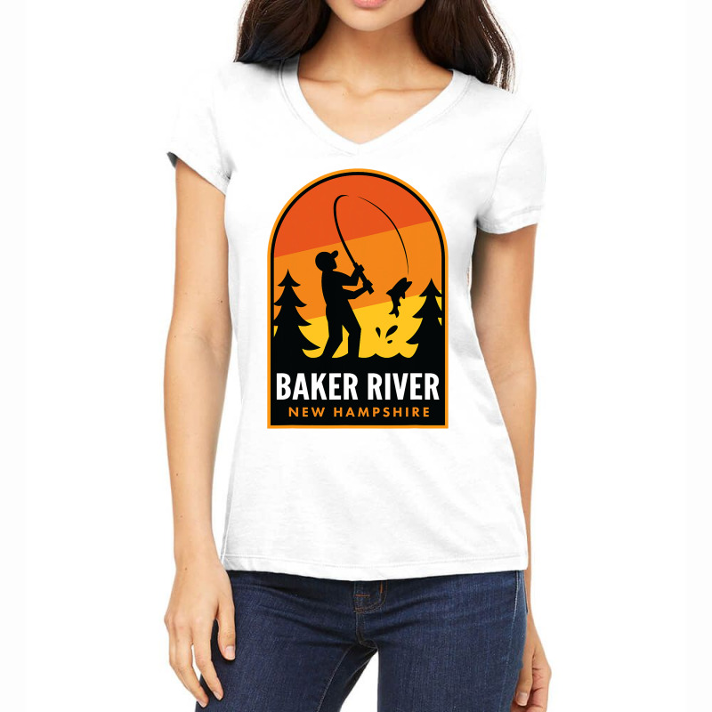 Baker River New Hampshire Fishing Women's V-Neck T-Shirt by HarborLenard | Artistshot