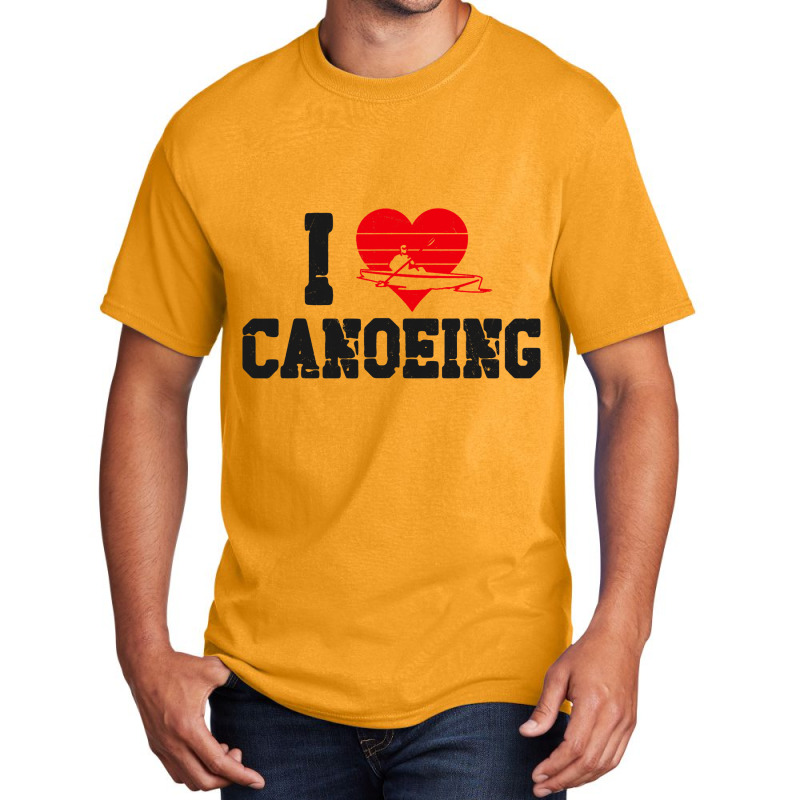 Canoe Canoeing Heart Vintage I Love Canoeing 3 Basic T-shirt | Artistshot