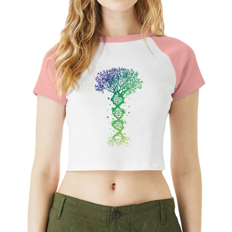 Dna Tree T  Shirt D N A Tree Of Life Genetics Colorful Biology Science Raglan Crop Top by improbablerecent | Artistshot