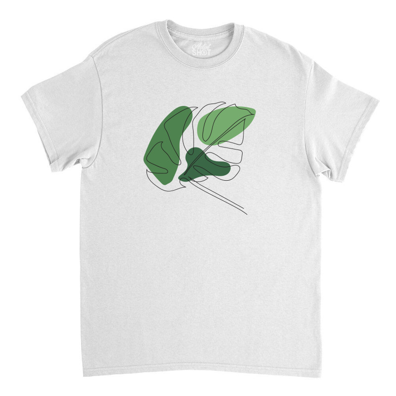 Monstera Floral One Line Art Classic T-shirt by albariziart | Artistshot