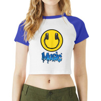 Music I Love The 90's Dj Headphones Smile Face Headset Raver Funny Men Raglan Crop Top | Artistshot