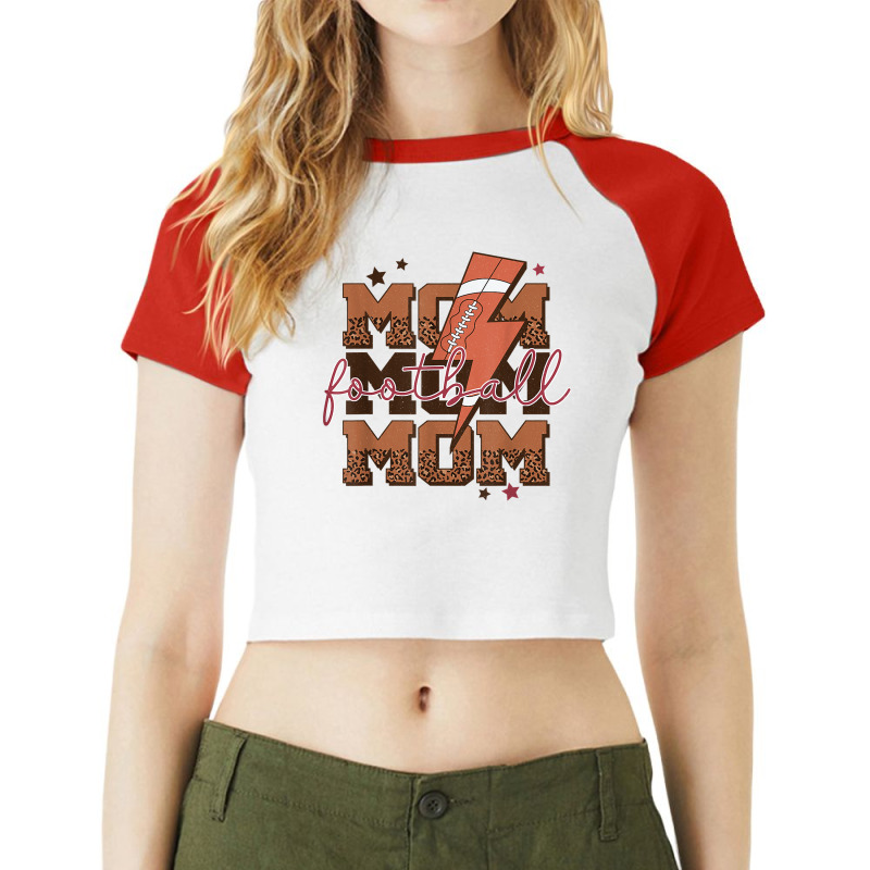 Football Mom Lightning Bolt Football Season Game Day Vibes T Shirt Raglan Crop Top by sowleomballoucgp | Artistshot