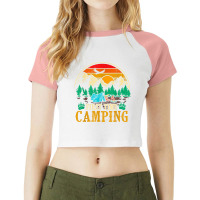 First Time Camping Funny Camper Lover Gift Raglan Crop Top | Artistshot