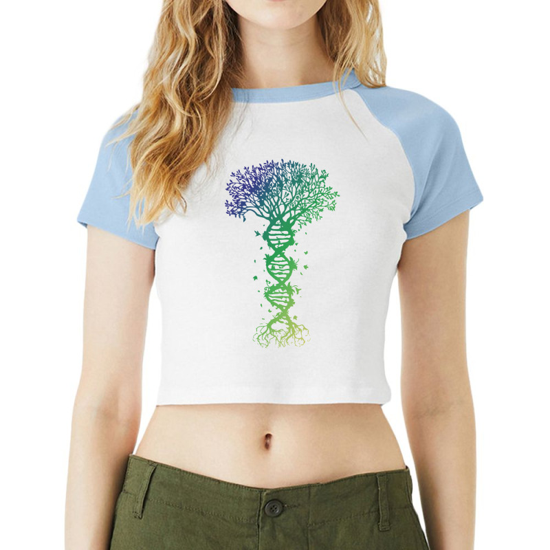 Dna Tree T  Shirt D N A Tree Of Life Genetics Colorful Biology Science Raglan Crop Top by forgetfulexisting | Artistshot