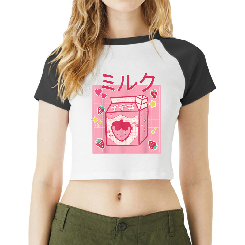 Cute Kawaii Womens Japanese Otaku Anime Strawberry Milkshake Raglan Crop Top by MarquesDesign | Artistshot