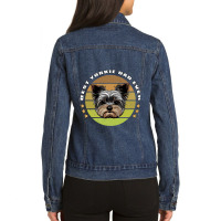 Best Yorkie Dad Ever Yorkshire Terrier Vintage Ret Ladies Denim Jacket | Artistshot