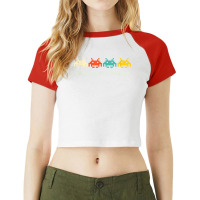 Classically Trained   80s Retro Alien Invaders Space Gamer T Shirt Raglan Crop Top | Artistshot