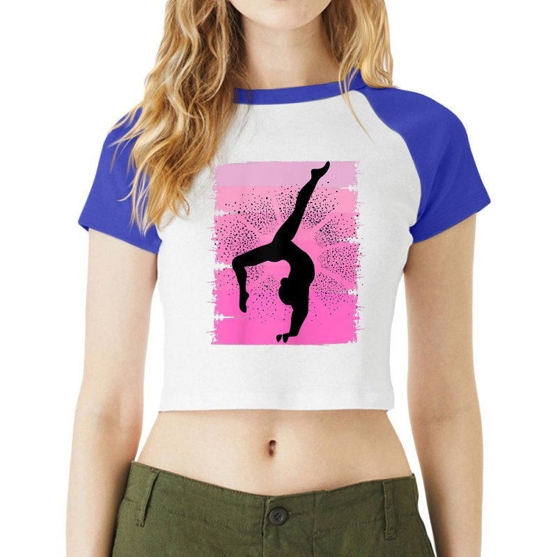 Pink Retro Gymnastics Girls Motivational Handstand Queen T Shirt Raglan Crop Top by weidenkifinckvd | Artistshot