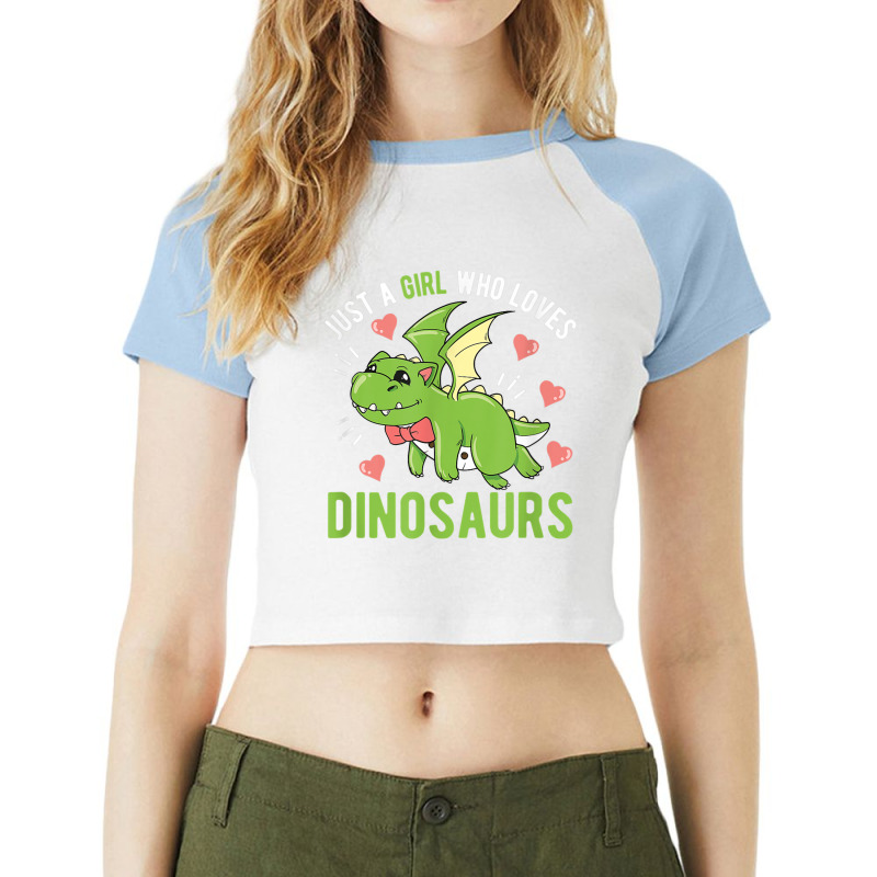 Just A Girl Who Loves Dinosaurs Dino Raglan Crop Top by Juan-Design | Artistshot