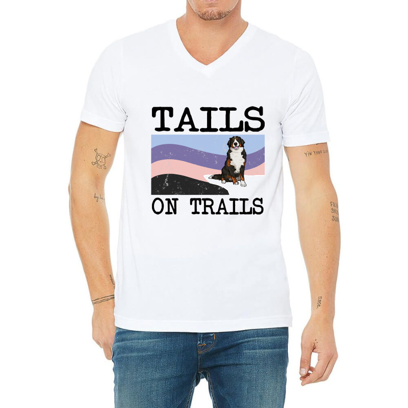 Bernese Mountain Dog Tails On Trails Funny Dog Hik V-neck Tee | Artistshot