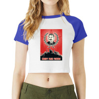 Obey And Work Stalin Raglan Crop Top | Artistshot