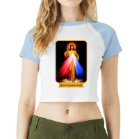 Divine Mercy Jesus I Trust In You Catholic T Shirt Raglan Crop Top | Artistshot