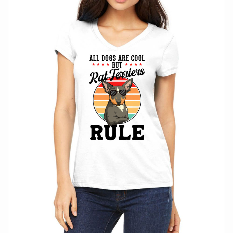 All Dogs Are Cool But Rat Terriers Rule Funny Rat  Women's V-Neck T-Shirt by BelleAldrich | Artistshot