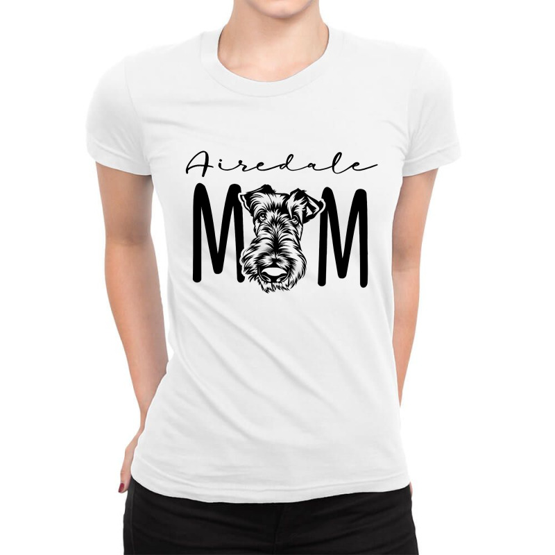 Airedale Mom Shirt Funny Dog Mom Airedale Terrier  Ladies Fitted T-Shirt by DENNISDAVIS | Artistshot