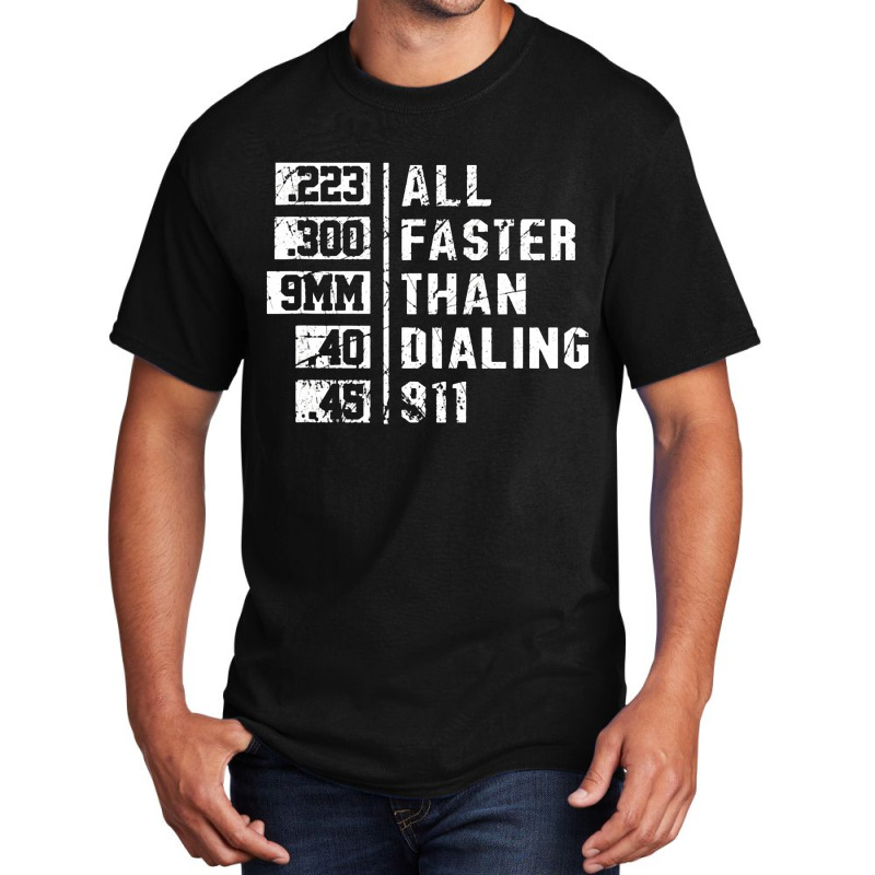 Funny 2nd Amendment 9mm All Faster Than Calling 911 Basic T-shirt By ...