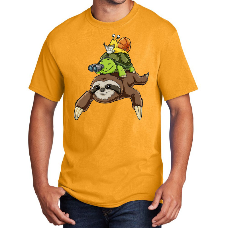 Turtle Lover Turtles Sloth Turtle Snail Funny Sloth Running Ocean Basic T-shirt by peafowl | Artistshot