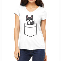 Boston Terrier Dog In Pocket Funny Boston Terrier Women's V-neck T-shirt | Artistshot