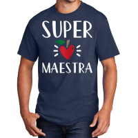 Womens Spanish Teacher Super Maestra Playera Bilingual Teacher T Shirt Basic T-shirt | Artistshot