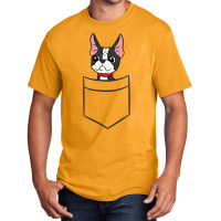 Boston Terrier Dog In The Pocket Funny Boston Terr Basic T-shirt | Artistshot