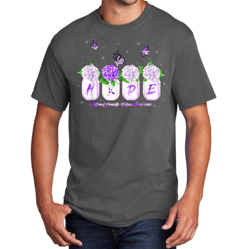 Hope Hydrangea Flower Butterfly Domestic Violence Awareness T Shirt Basic T-shirt | Artistshot